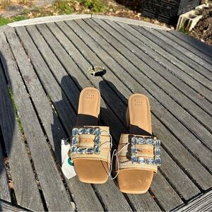 Nwt Size 9 Women's Kathleen Raffia Buckle Block Heels - A New Day wedding summer